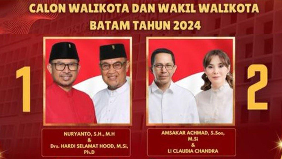 Survei Pilkada Batam 2024 versi Indikator, persaingan ketat dua paslon Nuryanto-Hardi vs Amsakar-Claudia.
