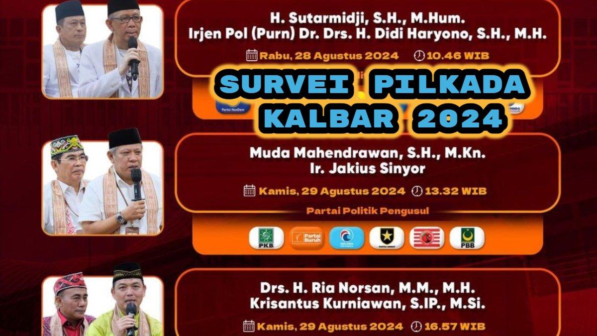Inilah hasil survei elektabilitas Pilkada Kalimantan Barat (Kalbar) 2024. Muda Mahendrawan vs Sutarmidji, terjawab elektabilitas terkuat.