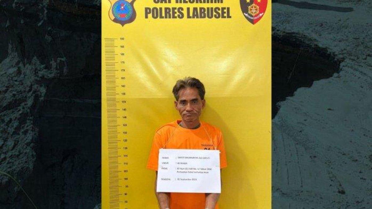 Tampang pelaku cabul terhadap bocah berusia 7 tahun di Labusel