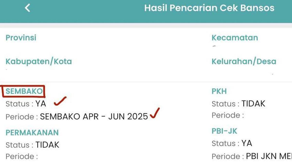 APLIKASI CEK BANSOS - Tangkapan layar hasil cek bansos di Aplikasi Cek Bansos Kemensos. Bansos BPNT 2025 tahap 2. Tanda bansos BPNT 2025 siap cair. Cara cek BPNT 2025.