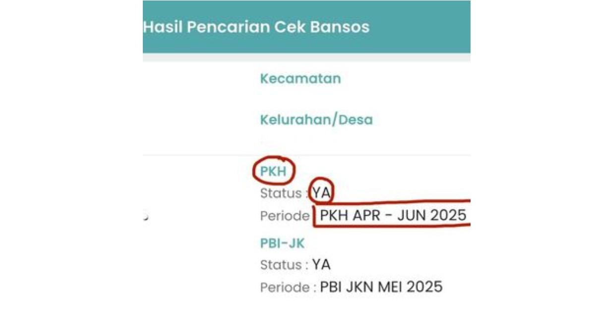 PKH 2025 - Tangkapan layar hasil pencarian bansos PKH tahap 3 di aplikasi Cek Bansos Kemensos. Cek bansos Kemensos 2025. Cek DTKS. Cek bansos PKH tahap 3 2025