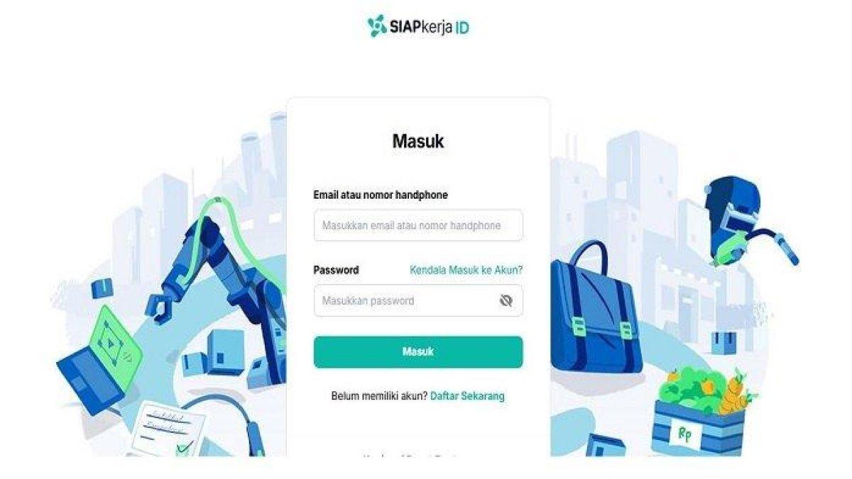 SIAPkerja Kemnaker - Tangkapan layar laman https://account.kemnaker.go.id/auth/login yang diambil pada Kamis (22/5/2025) menampilkan Akun SIAPkerja Kemnaker. Kementerian Ketenagakerjaan Republik Indonesia telah menggelar Job Fair Nasional 2025.