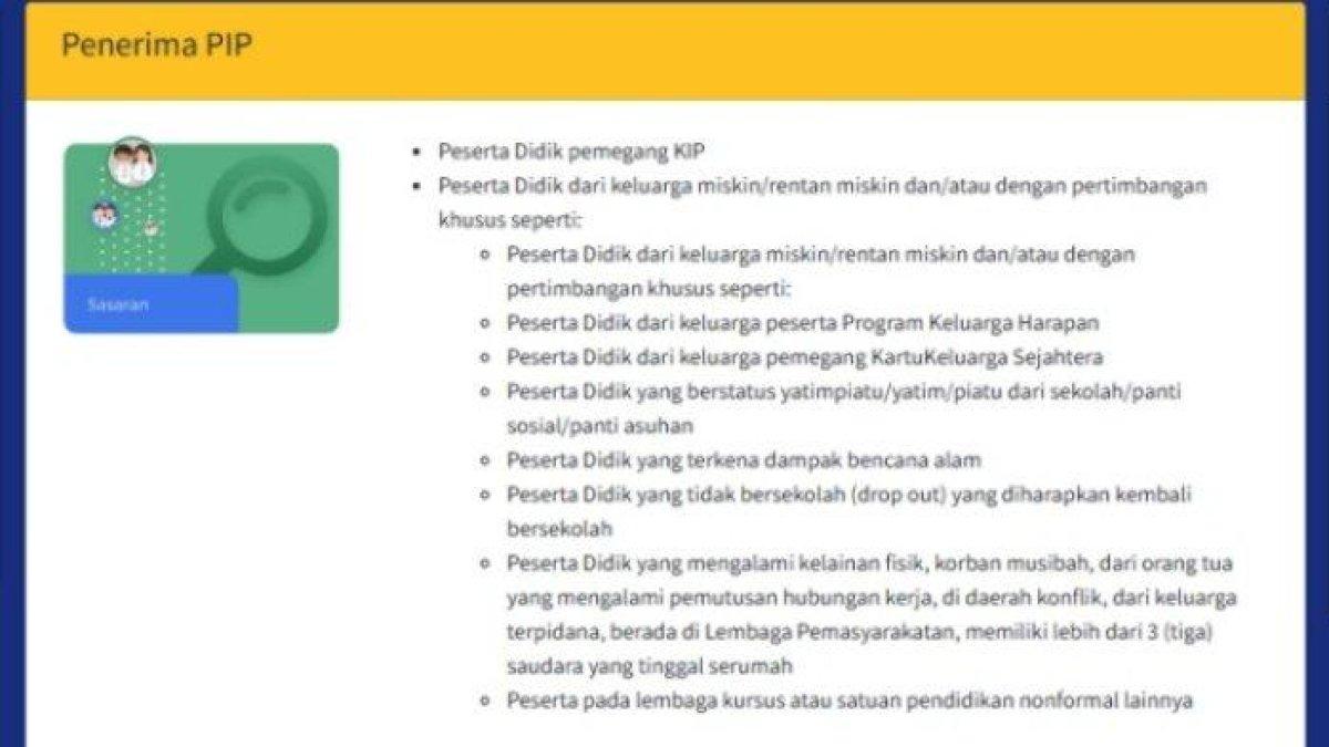 BANSOS PIP 2025 - Tangkapan layar pada situs pip.kemdikbud.go.id. Berikut informasi terkini besaran saldo dana bansos PIP 2025, segera cek dan login di HP menggunakan NIK serta NISN.