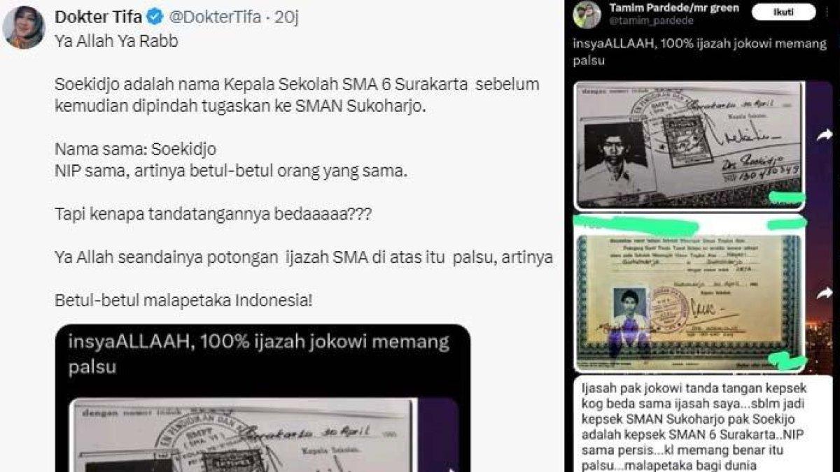 POLEMIK IJAZAH JOKOWI: Tangkapan layar postingan Dokter Tifa soal ijazah SMA Jokowi, disadur pada Kamis (22/5/2025). Ijazah Jokowi dinyatakan asli oleh kepolisian, kubu Roy Suryo yakni Dokter Tifa kini terpojok dan malah membahas soal ijazah SMA. Polisi bongkar hasil penyelidikan.