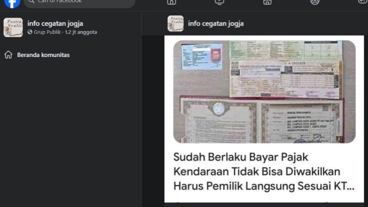 Tangkapan layar soal bayar pajak yang disebut sudah tidak bisa diwakilkan.