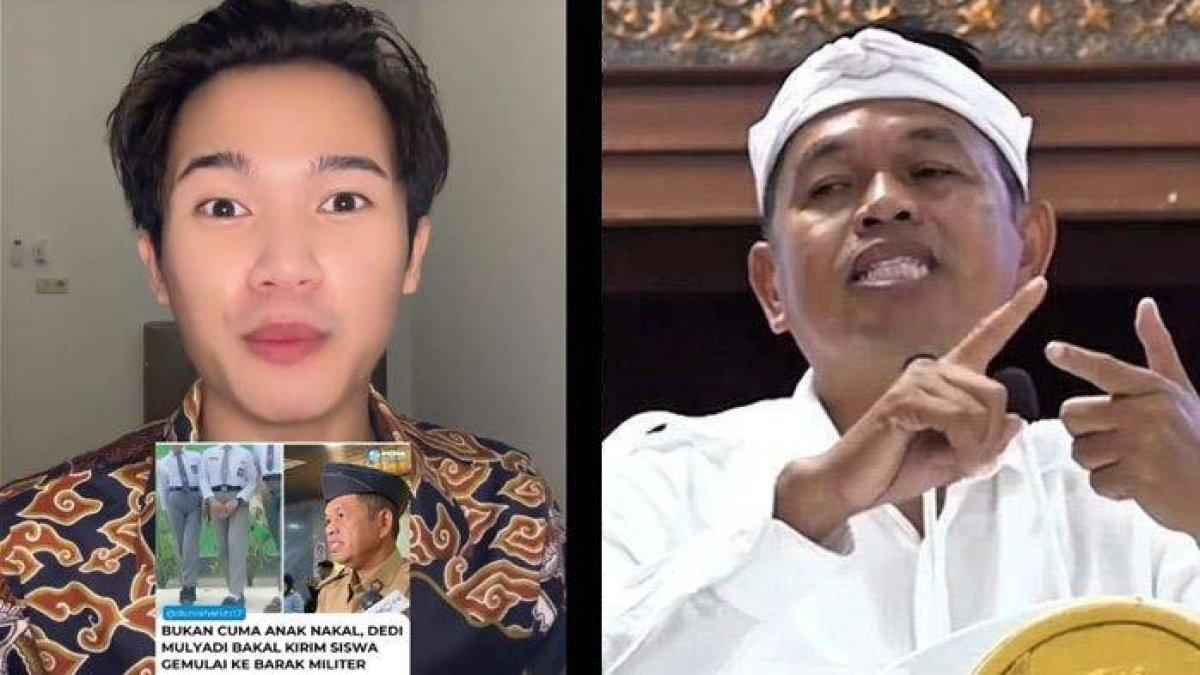 PROGRAM DEDI MULYADI - Tangkapan layar sosok TikTokers gemulai bernama Riezky Kabah tanggapi soal pendidikan militer untuk pelajar. Ia pun menitipkan pesan menohok untuk Gubernur Jawa Barat Dedi Mulyadi, disadur pada Minggu (11/5/2025).
