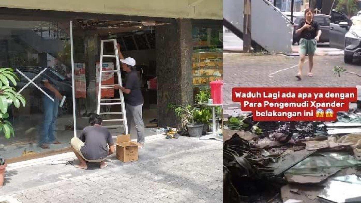 Tangkapan layar video viral mobil Mitsubishi XPander menyeruduk toko donat di Surabaya. 4