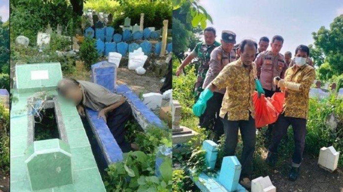 Teka-teki kematian lansia di Gresik, tubuh kaku memeluk makam orangtuanya.