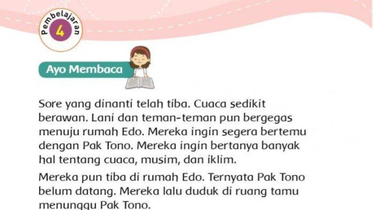 Kunci jawaban Tema 5 Cuaca untuk kelas 3 SD/MI subtema 4 pembelajaran 4 halaman 208 dan 209 buku tematik Cuaca, Musim, dan Iklim.