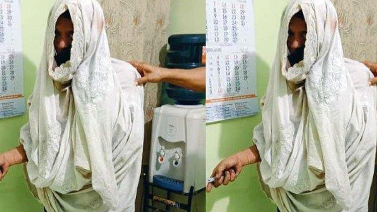 Tersangka Suyono, kakek asal Kabupaten Ponorogo yang kenakan mukena saat mencuri.