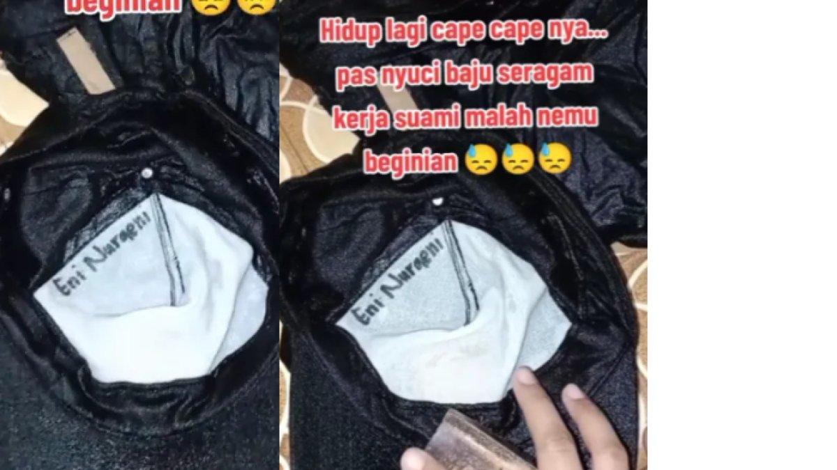 Topi kerja milik suami tertulis nama wanita lain, bikin istri cemburu