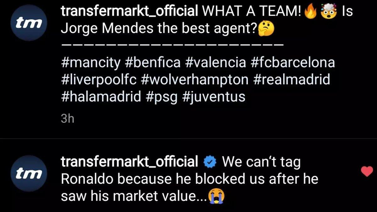 Transfermarkt diblokir Cristiano Ronaldo