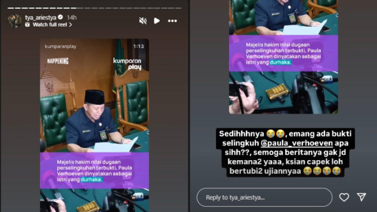 PERCERAIAN BAIM PAULA - Postingan Tya Ariestya diambil dari Instagram pada Kamis (17/4/2025). Tya Ariestya kasihan pada Paula Verhoeven.