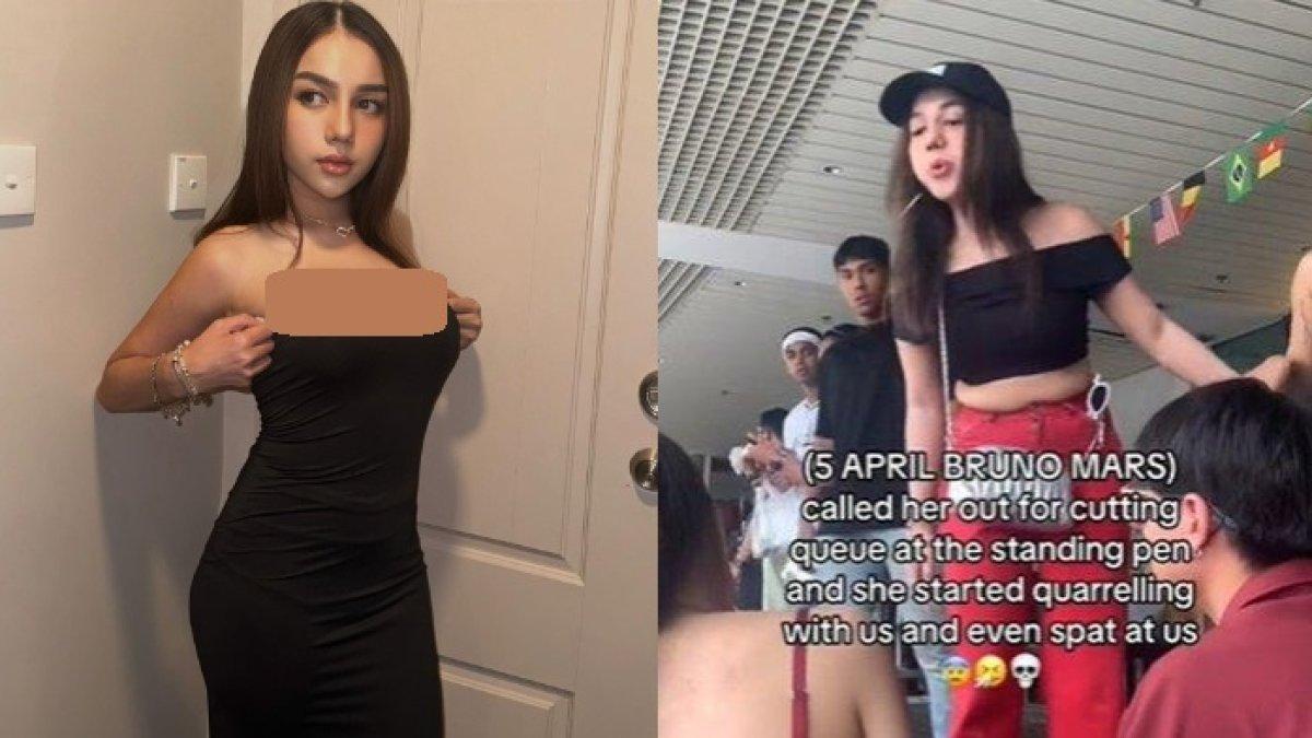 Selebgram Una Dembler diduga membuat keributan dengan menyerobot antrean hingga meludahi pengunjung konser Bruno Mars di Singapura.