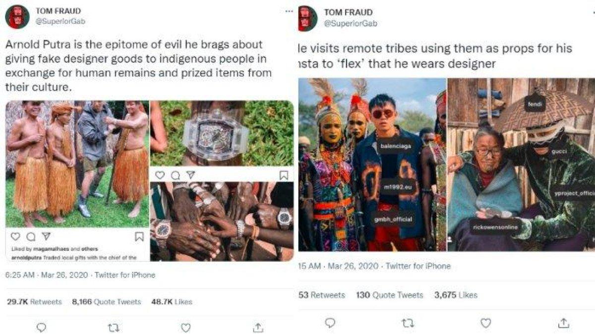 Unggahan @SuperiorGrab tentang Arnold Putra pada Maret 2020 lalu.