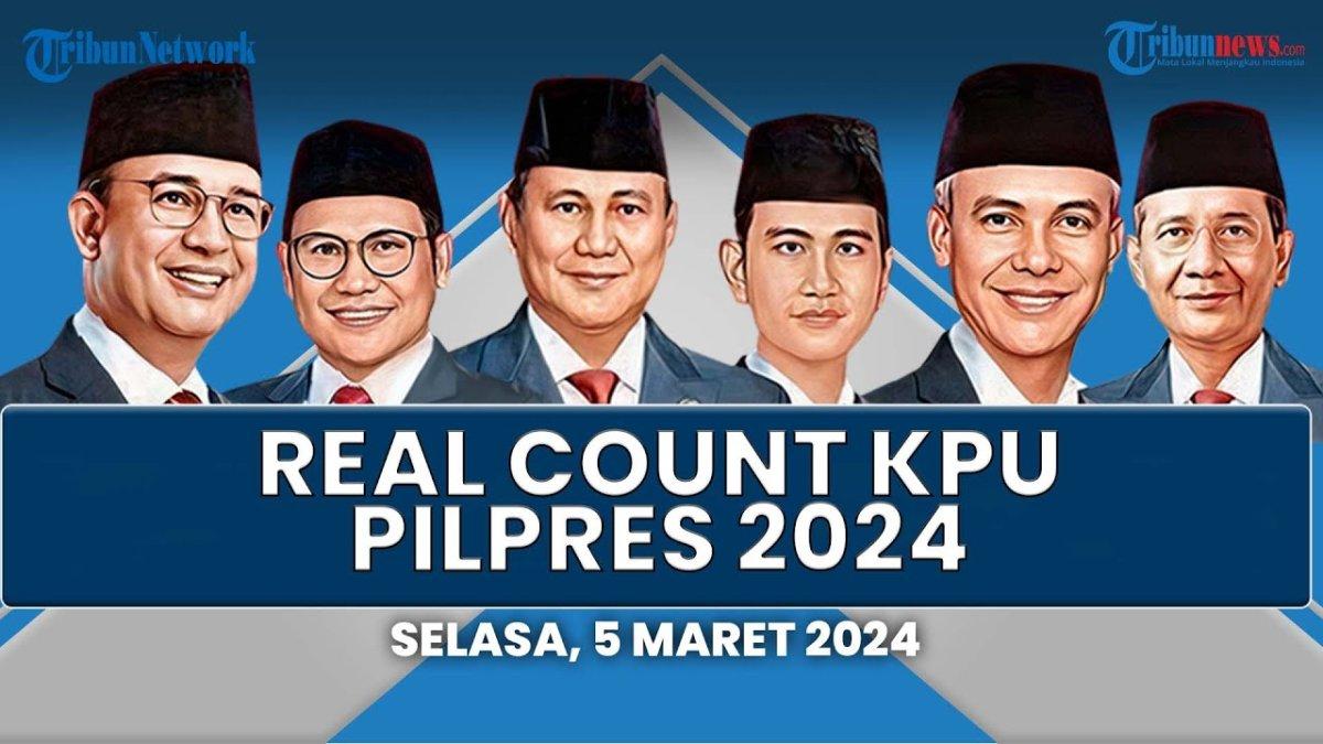 Update real count KPU Pilpres 2024, Selasa 5 Maret 2024.