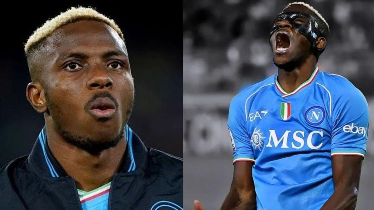 Victor Osimhen dengan dan tanpa topeng