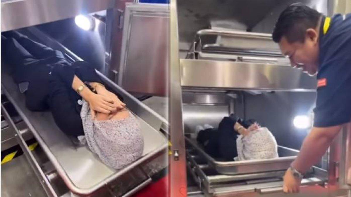 Viral gadis yang masuk ke kotak penyimpanan jenazah