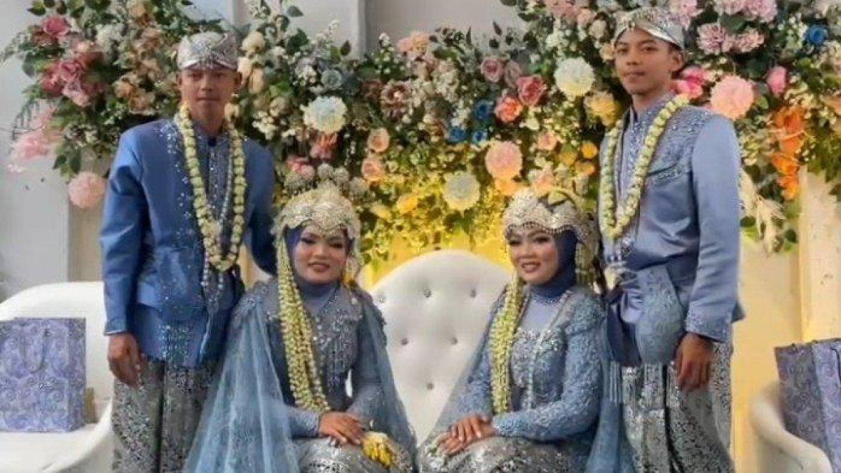 Viral resepsi pernikahan dua pasangan kembar di media sosial
