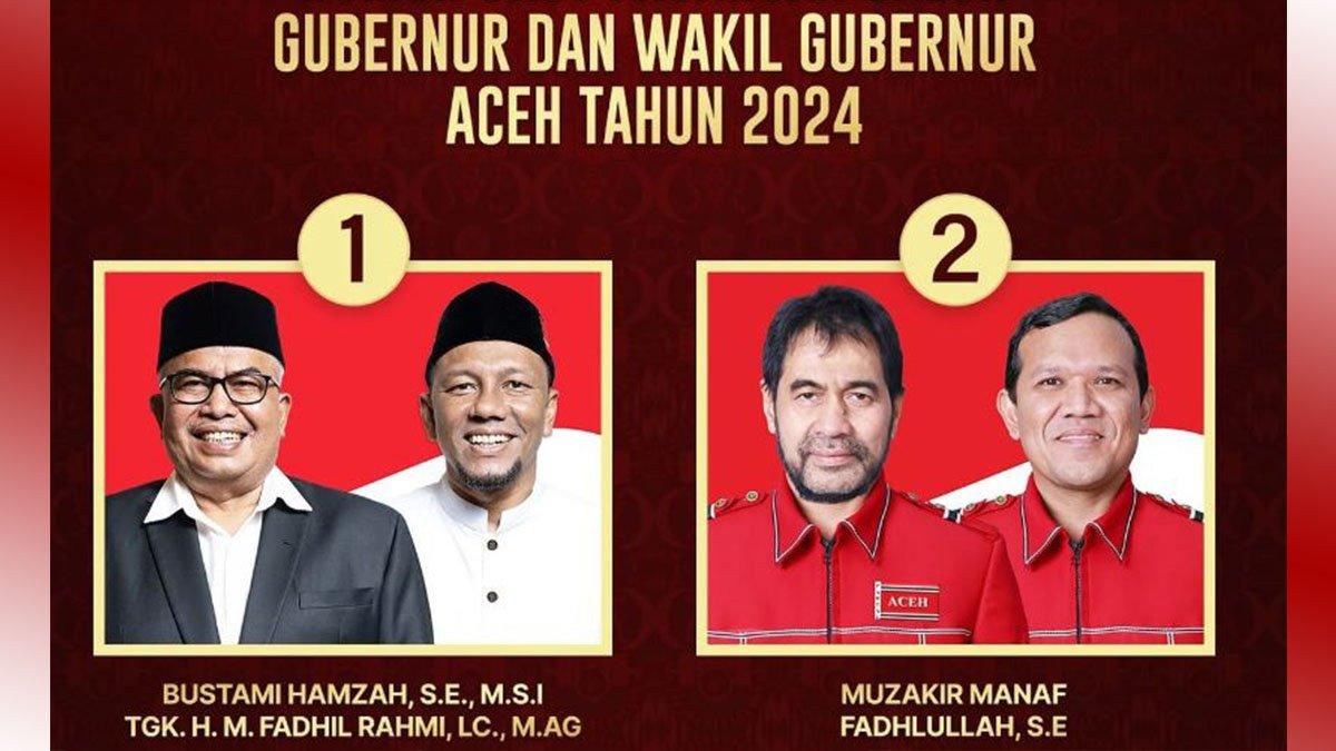 Cagub cawagub Bustami-Fadhil vs Muzakir Manaf (Mualem) -Fadhlullah di Pilkada Aceh 2024.