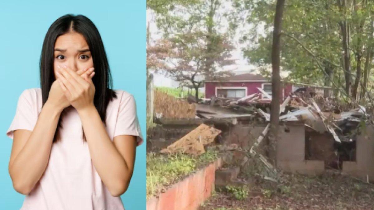 Wanita ini syok rumahnya sudah rata dengan tanah