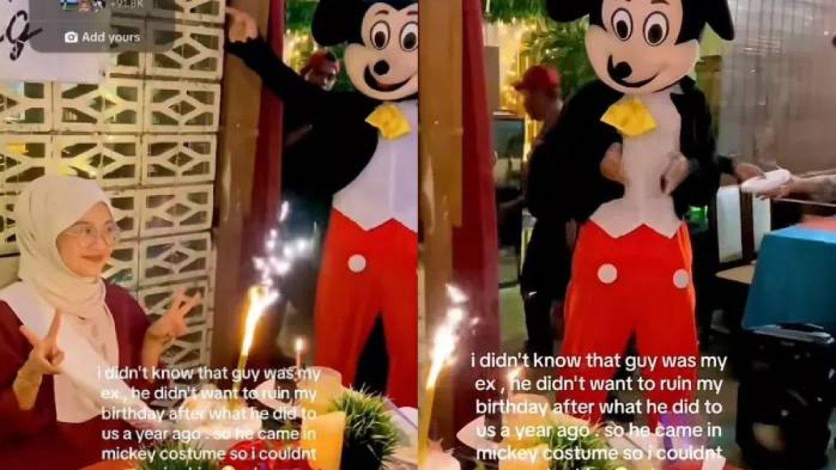 Wanita kaget didatangi badut ulang tahun di perayaan ultahnya, ternyata mantan pacar (1)