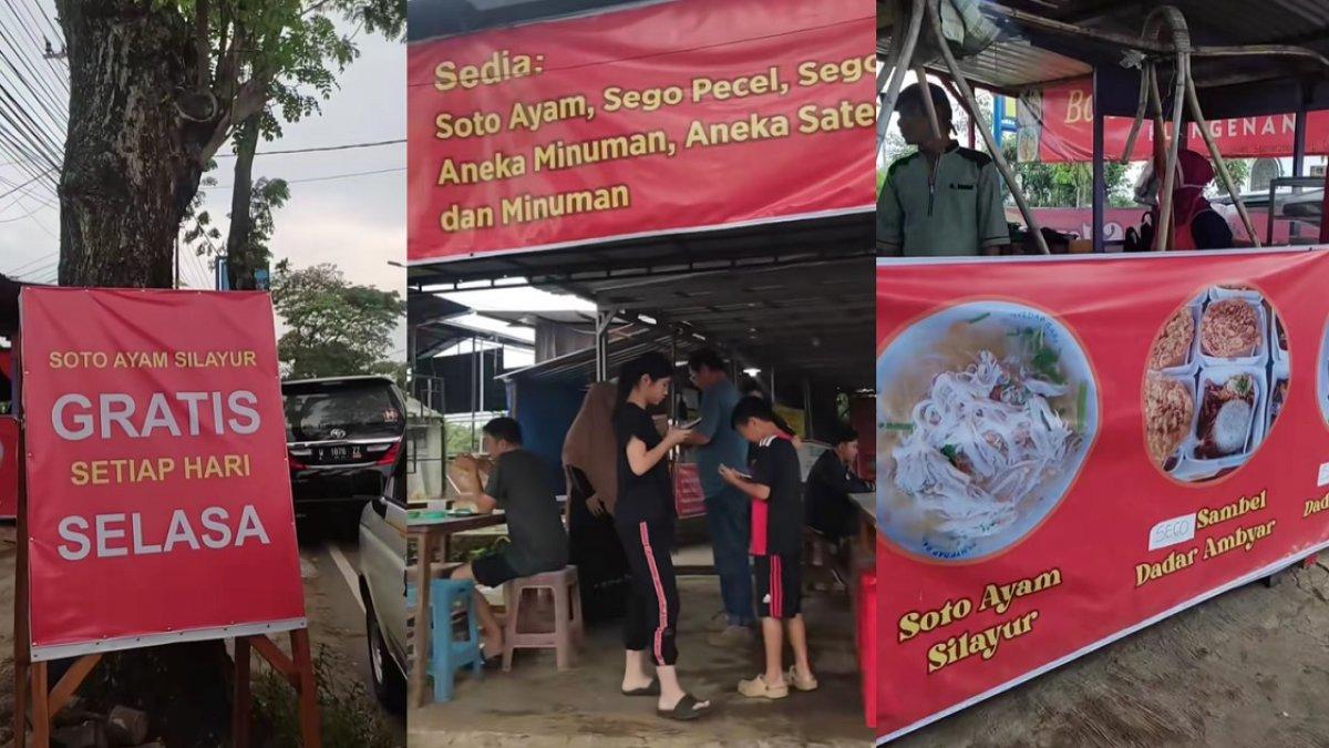 SOTO GRATIS TIAP SELASA - Kolase foto warung Soto Silayur diambil dari TikTok @soto.ayam.silayur. Warung soto di Semarang ini gratiskan 650 mangkok tiap hari Selasa