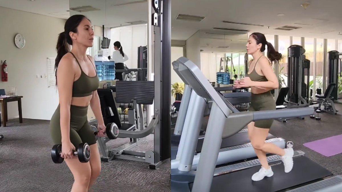Wulan Guritno diketahui sedang menghabiskan waktu untuk berolahraga.