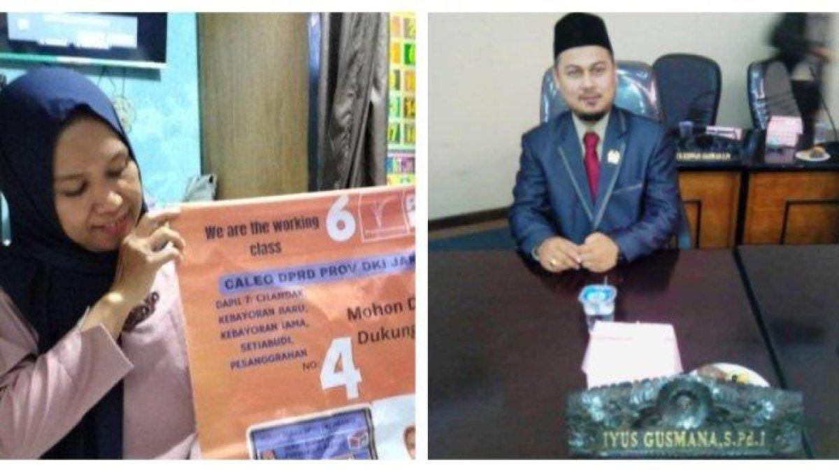 (Kiri foto) Yuni Sri Rahayu, pembantu rumah tangga yang tengah berjuang maju sebagai caleg DPRD DKI dari Partai Buruh dan (Kanan foto) Iyus Gusmana, tukang urut yang terpilih menjadi anggota legislatif DPRD Kota Serang dari PKS.