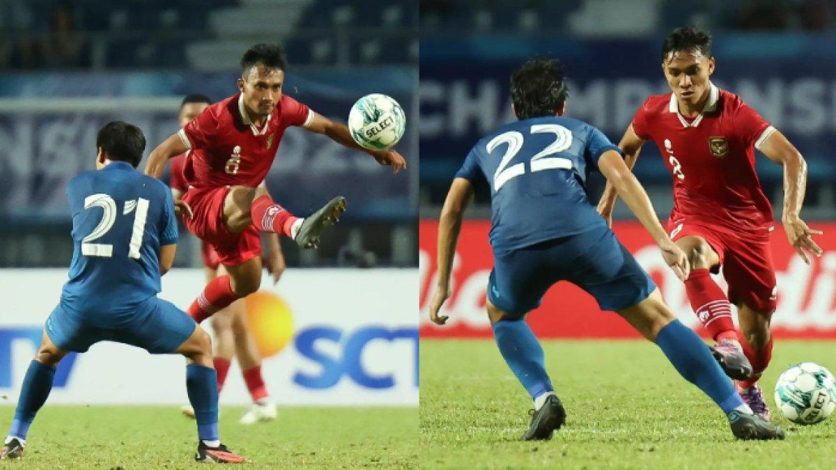 Aksi pemain Timnas Indonesia saat melawan Thailand di Piala AFF U23 2023.