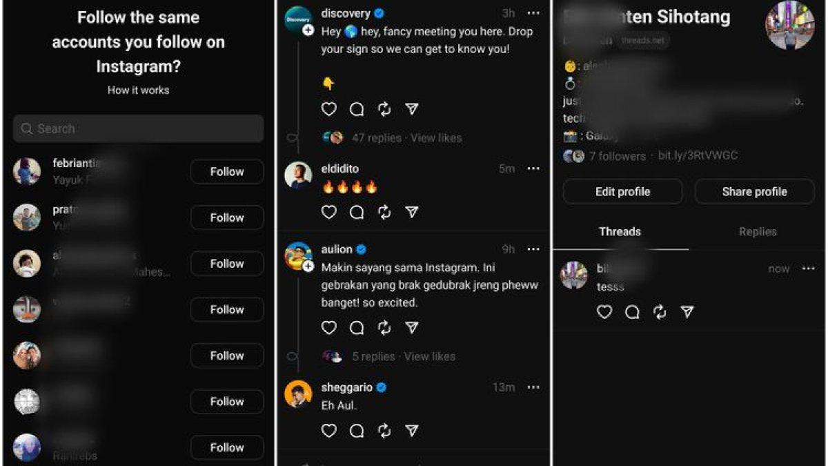 Aplikasi Threads yang sudah bisa dijajal di Indonesia.