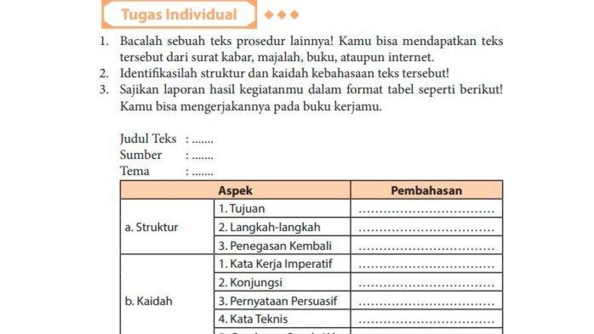 bahasa Indonesia kelas 11 halaman 22 terkait Tugas Individual