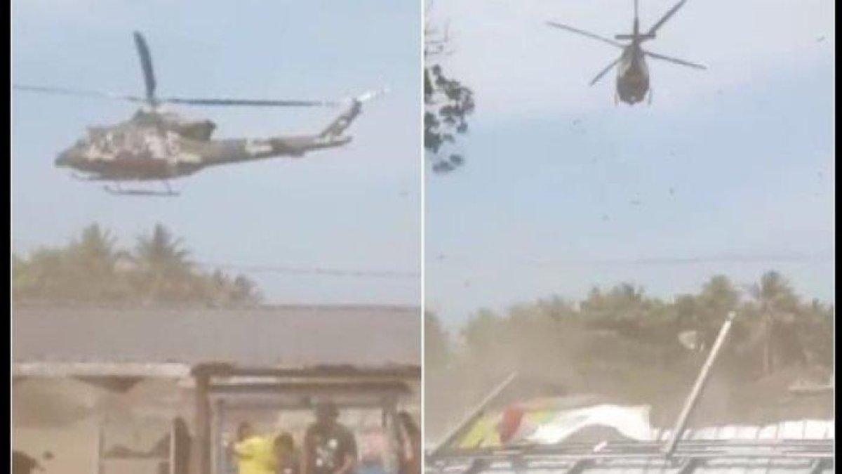 beredar video sebuah helikopter di Pangandaran