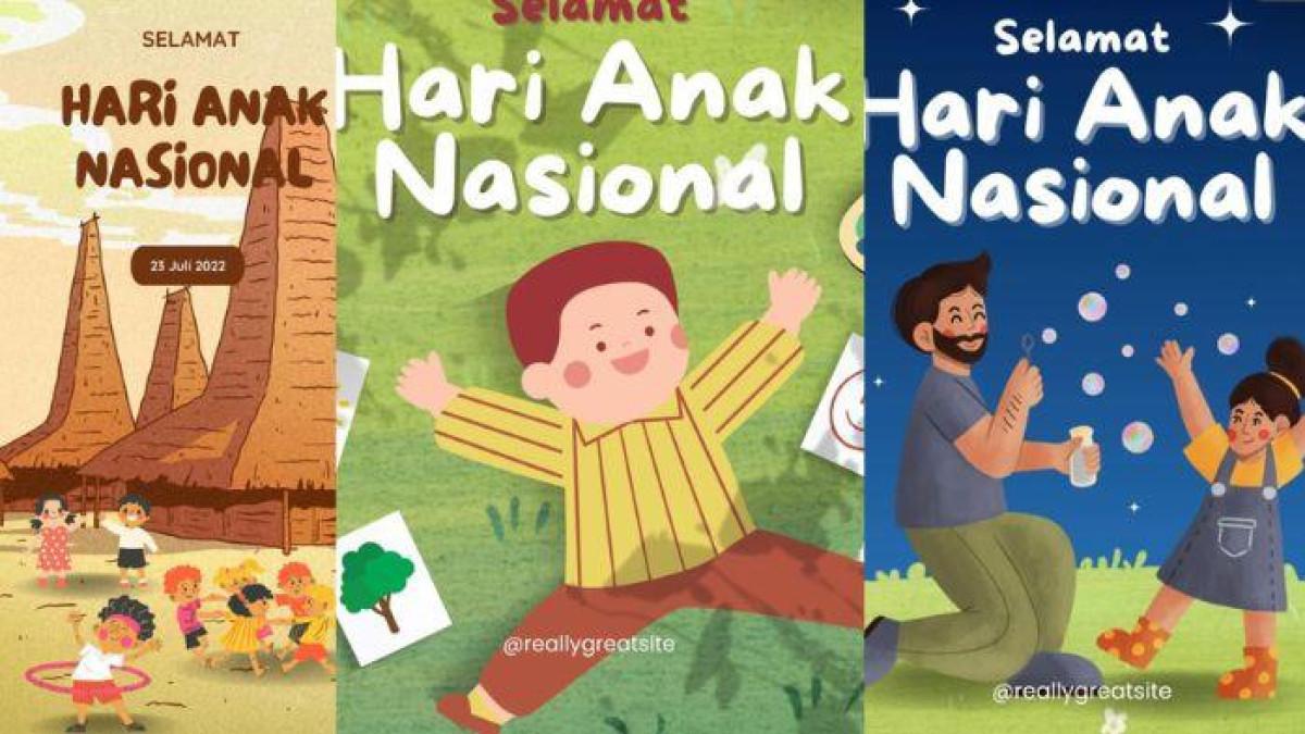 POSTER HARI ANAK - Kumpulan poster Hari Anak Nasional 2025 dengan desain menarik. Hari Anak Nasional diperingati setiap tanggal 23 Juli.
