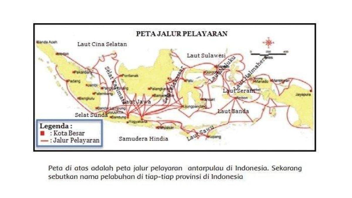 Gambar tema 1 kelas 5 SD halaman 167 tentang nama pelabuhan di Indonesia.