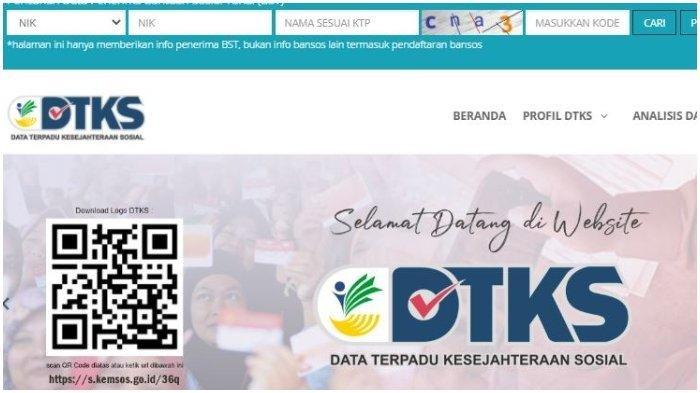 Halaman website dtks.kemensos.go.id.