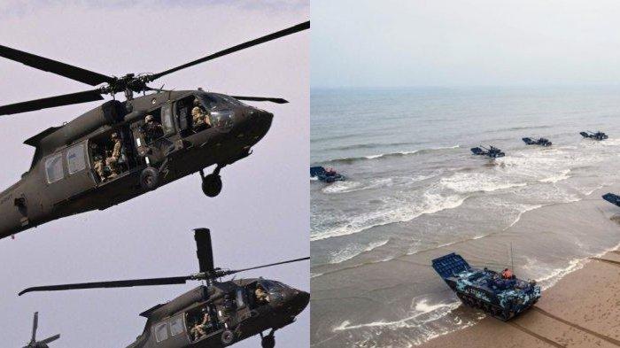 Helikopter Amerika dan armada tempur marinir China.