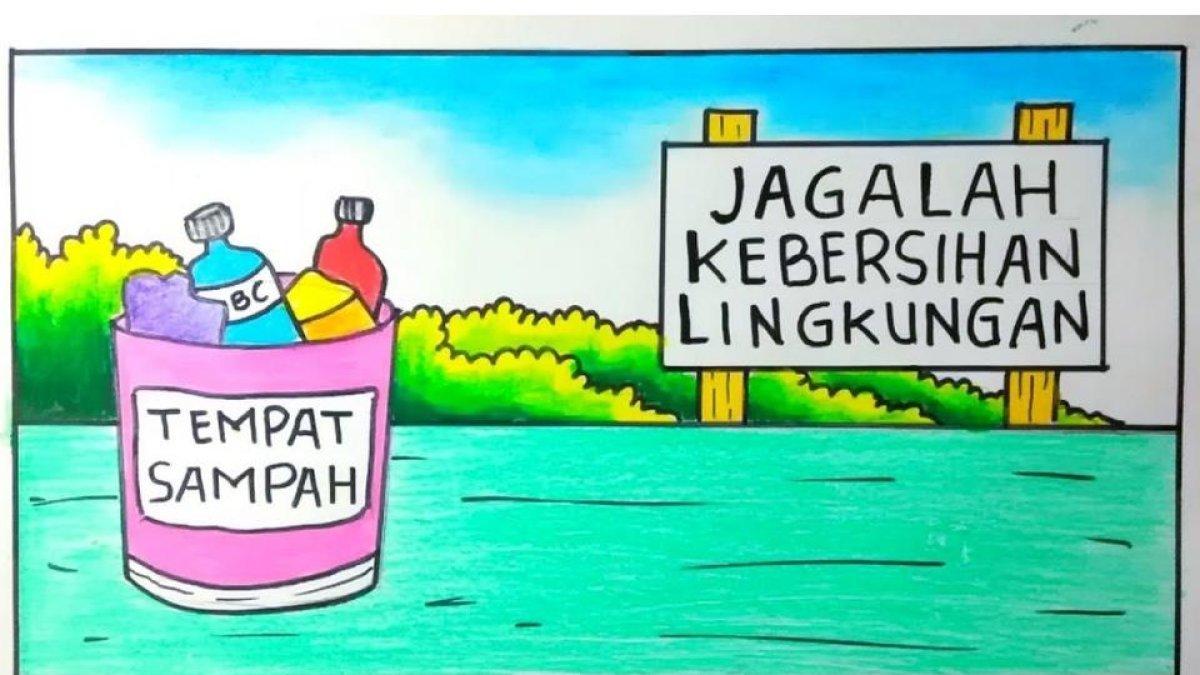 Ilustrasi poster menjaga lingkungan.