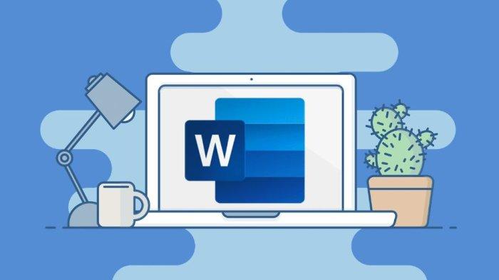 Ilustrasi Microsoft Word di laptop.