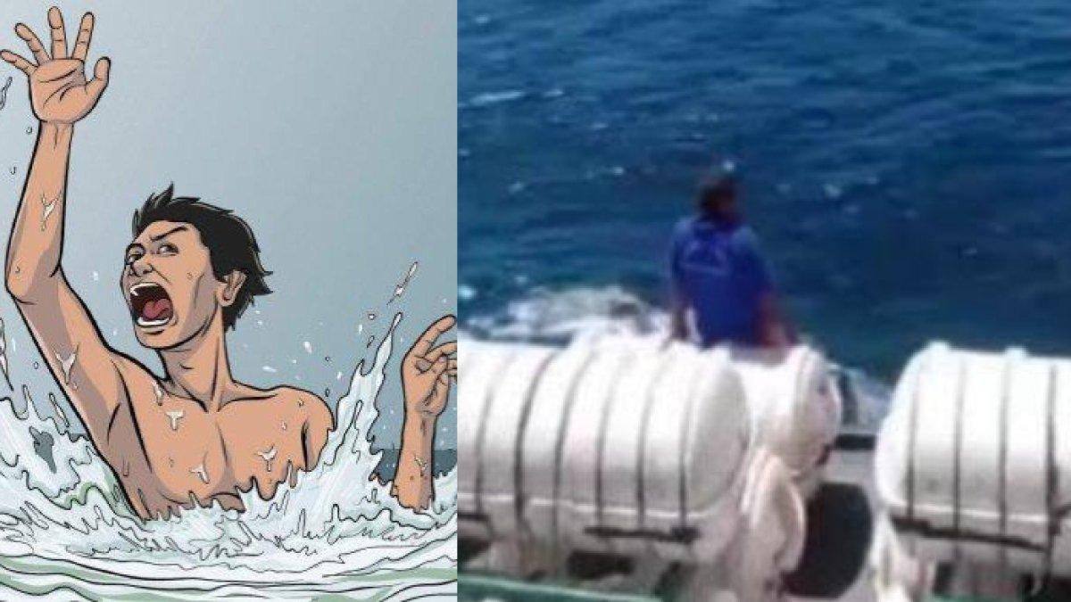 ILUSTRASI pria hendak melompat dari kapal ke laut, diduga depresi, kini menghilang.