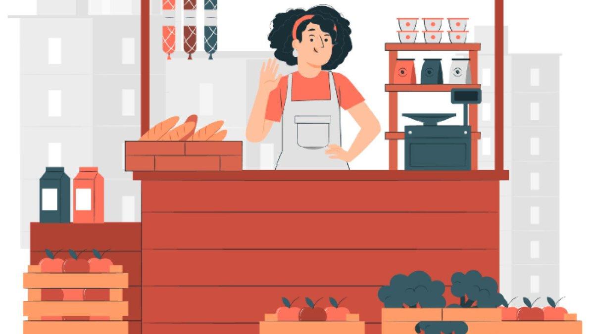 Ilustrasi toko atau warung kelontong.