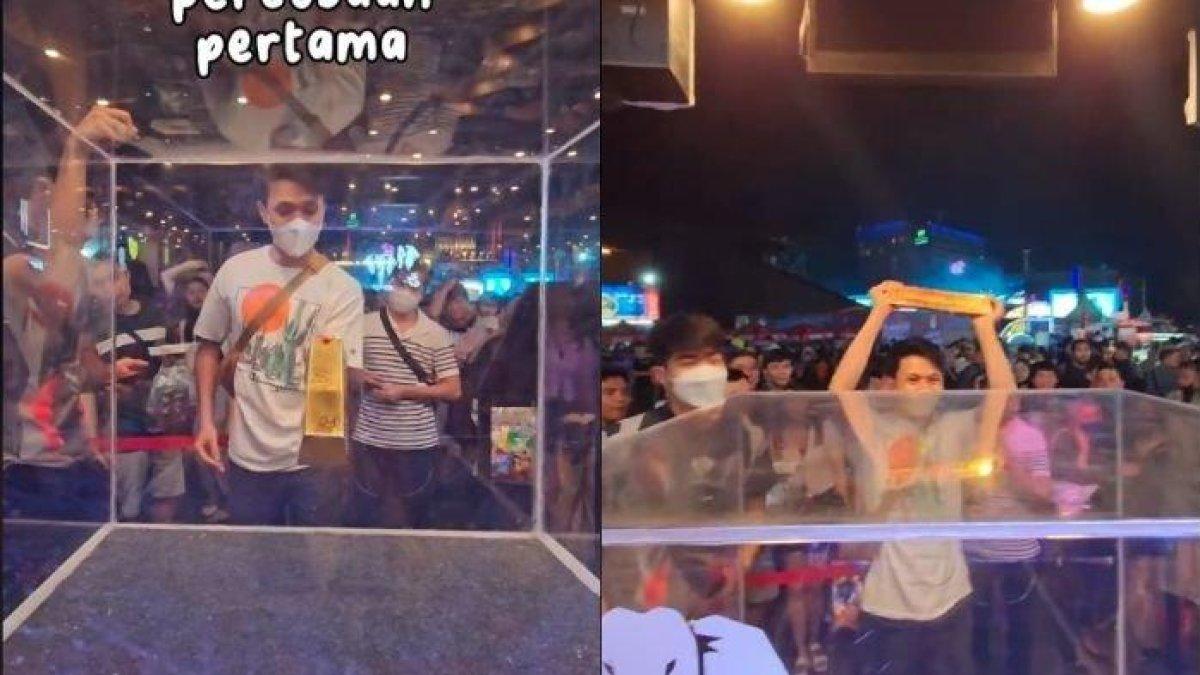Iseng main game di PRJ, pemuda ini berhasil keluarkan emas batangan 1 kg, namun hadiahnya 1 gram