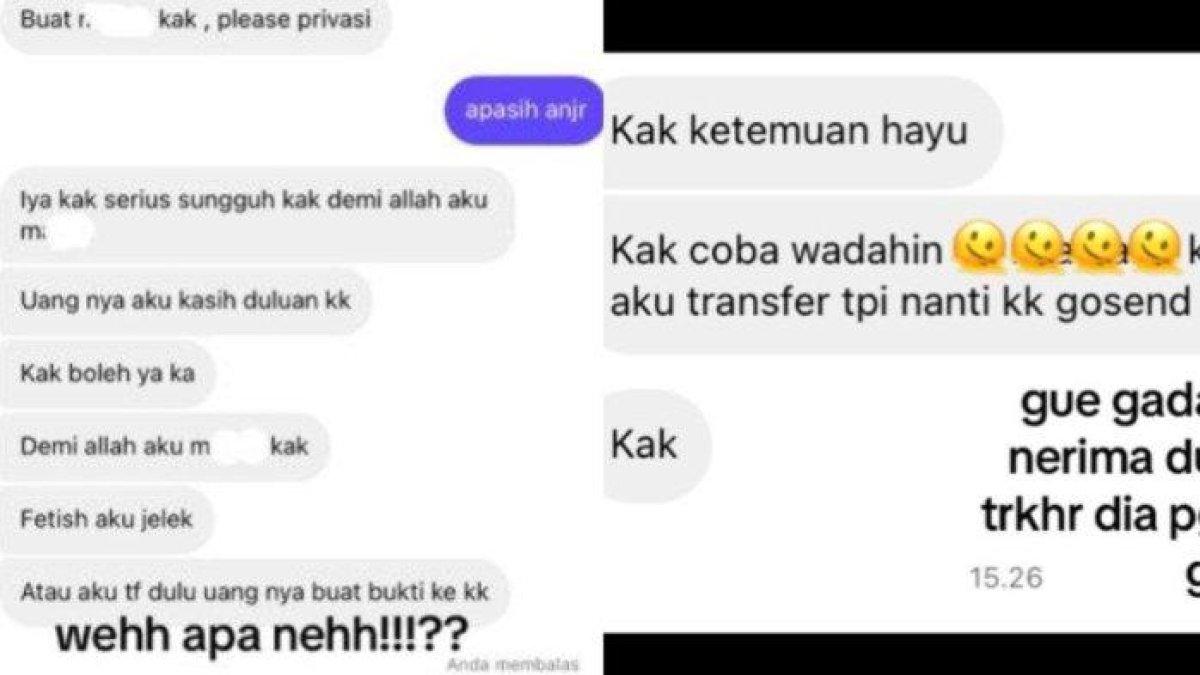 Secarik isi perpesanan Y yang meminta feses dari wanita incarannya.