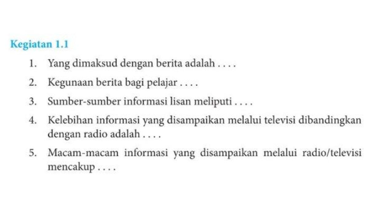 KUNCI JAWABAN SMP - Berikut kunci jawaban Bahasa Indonesia kelas 8 halaman 2 tentang Menentukan Unsur-Unsur Berita.