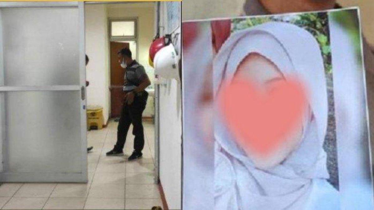 Jenazah AE di ruang autopsi rumah sakit (kiri) Potret AE (13), siswi SMP di Mojokerto yang ditemukan tewas dalam karung (kanan).