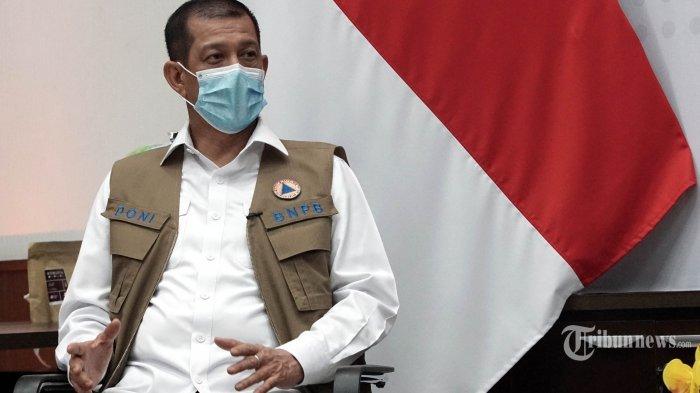 Kepala Badan Nasional Penanggulangan Bencana (BNPB) Letnan Jenderal TNI Doni Monardo berbincang dengan redaksi Tribun Network di Jakarta, Senin (7/9/2020).