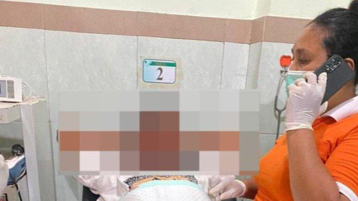 Warga asal Nusa Penida, Klungkung, I Nyoman A (53) mengalami luka-luka cukup parah pada wajahnya.