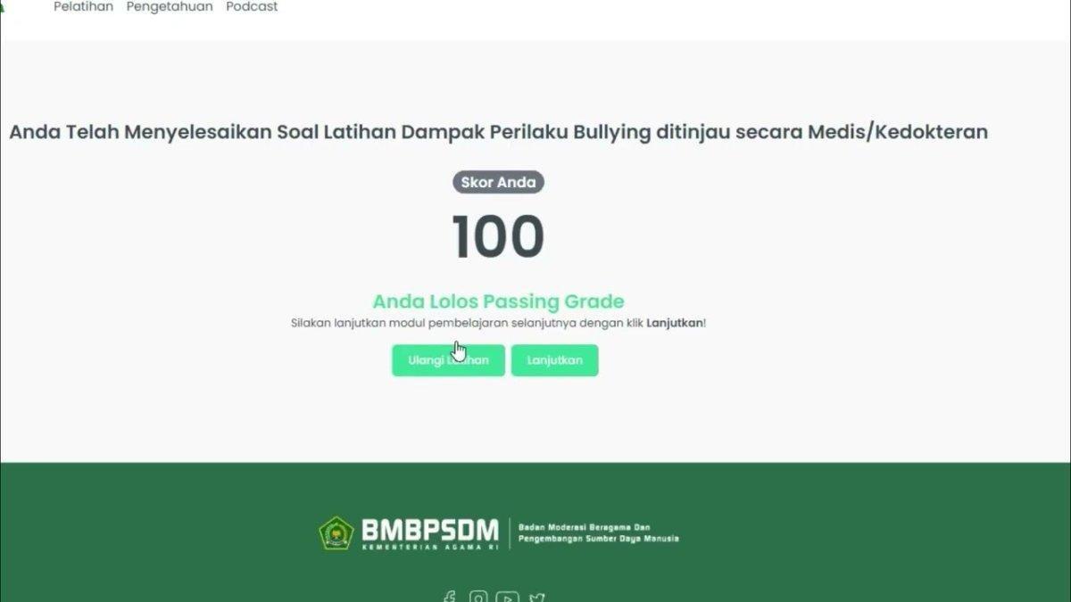 kunci jawaban Modul 3.6 Dampak Bullying Ditinjau secara Medis/Kedokteran yang ada di dalam Pintar Kemenag.