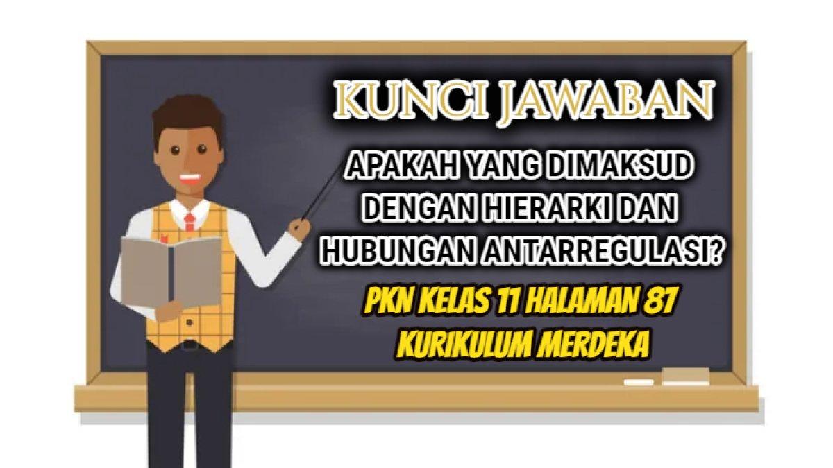 kunci jawaban dari soal 'Apakah yang dimaksud dengan hierarki dan hubungan antarregulasi?' PKN kelas 11 halaman 87 Kurikulum Merdeka.