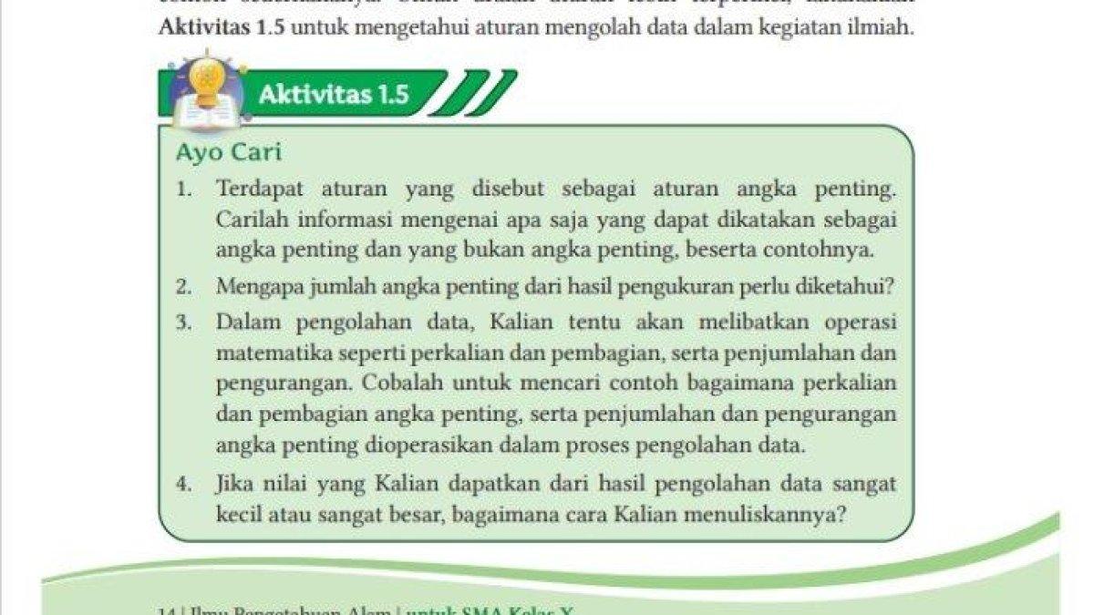 Kunci jawaban IPA kelas 10 halaman 14 kurikulum merdeka tentang angka penting